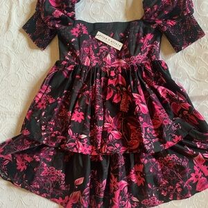 NWT Alice and Olivia puff sleeve floral print mini dress size small